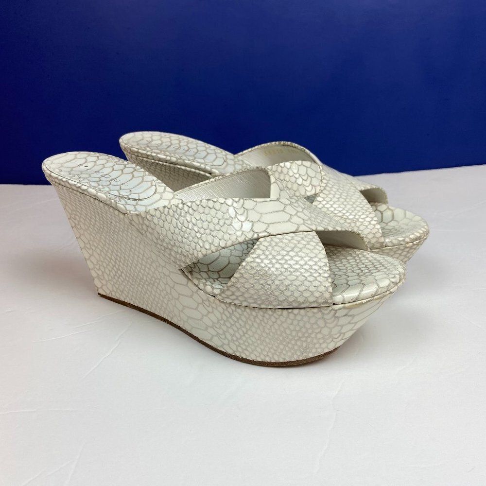 CASADEI White Snake  Wedge Platform Sz  EU 38.5